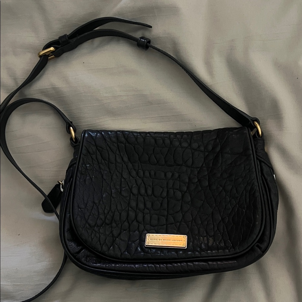 Marc by Marc Jacobs Black Textured Leather Shoulder Bag